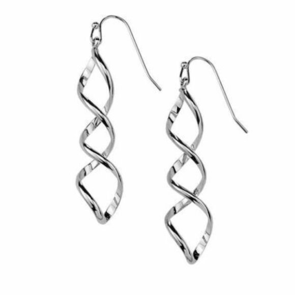 LS-6 LIA SOPHIA TWIZZLER EARRINGS - SILVER TONE RV$32 - Picture 4 of 4